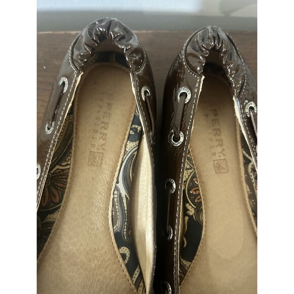 Sperry Topsider Patent Leather Brown Boat Shoes Loafers Women’s Size 7 Slip On - Picture 3 of 6